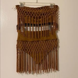 Brown fringe two piece set